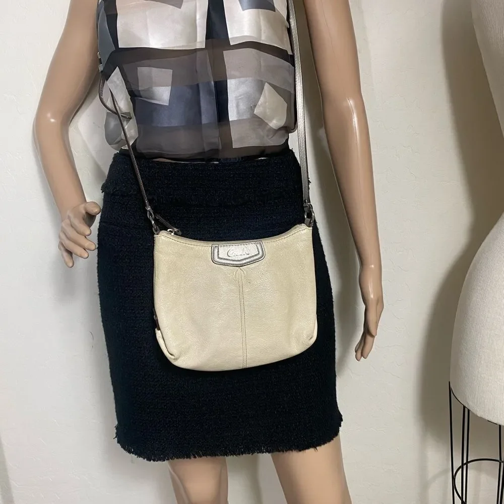 Coach Ashley cream leather crossbody purse